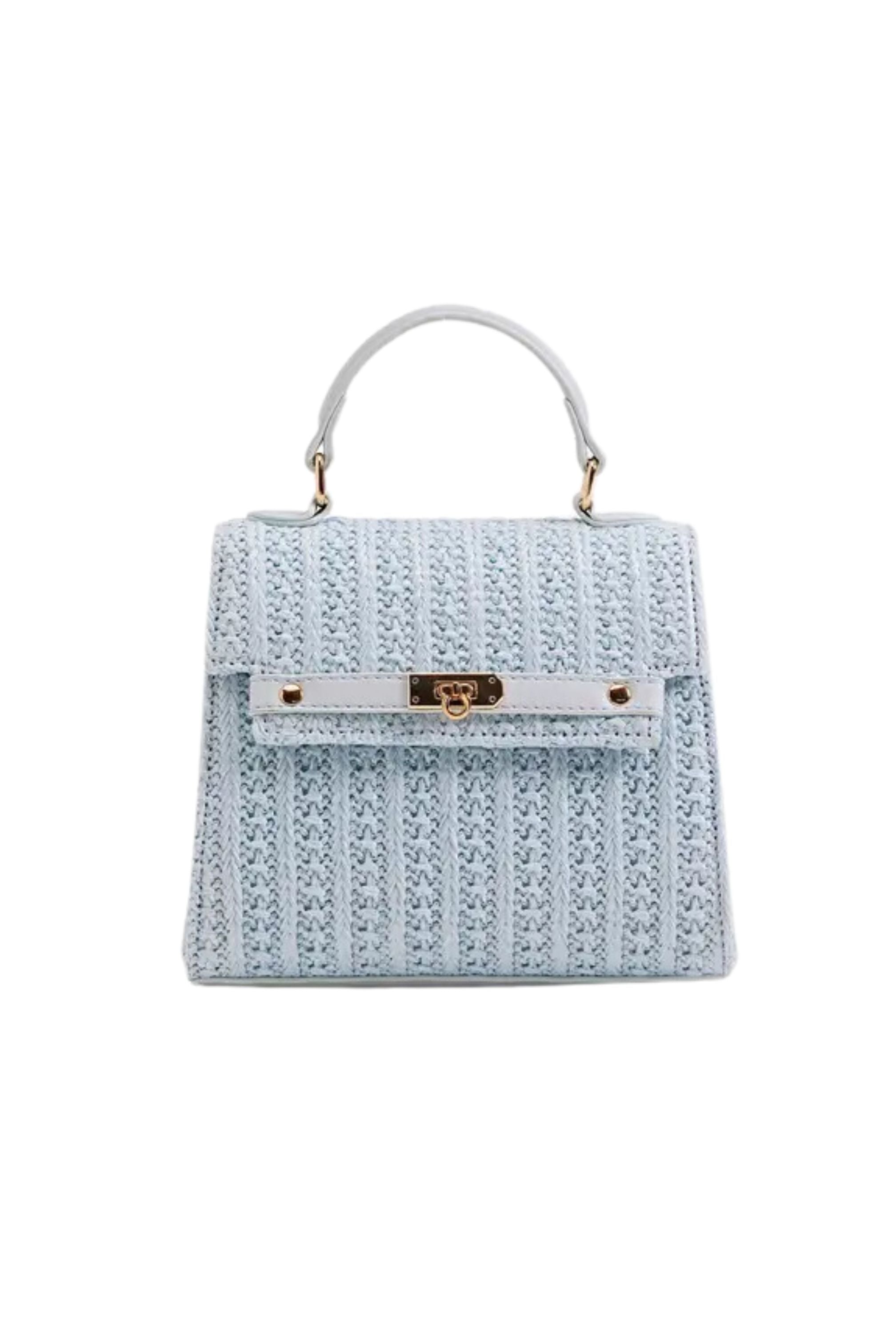 Blue straw handbag