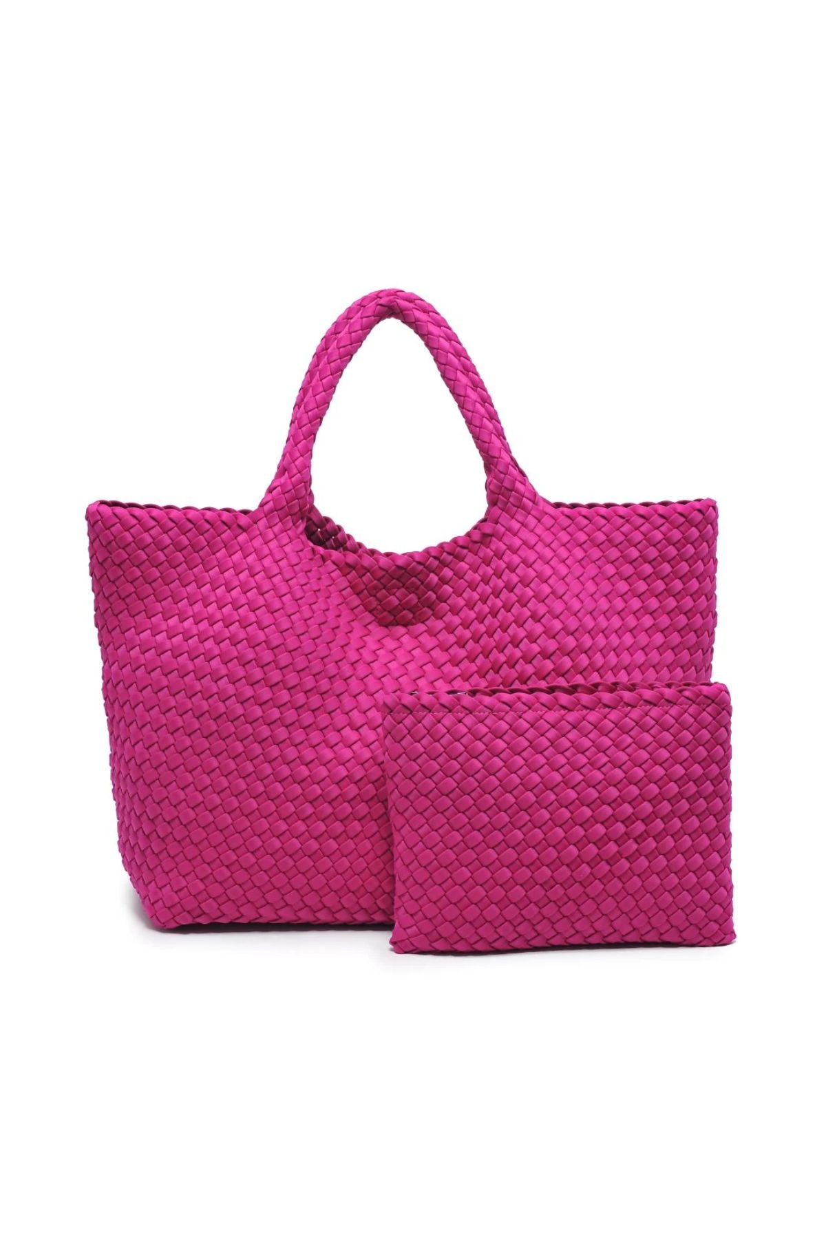 Fuchsia woven tote bag
