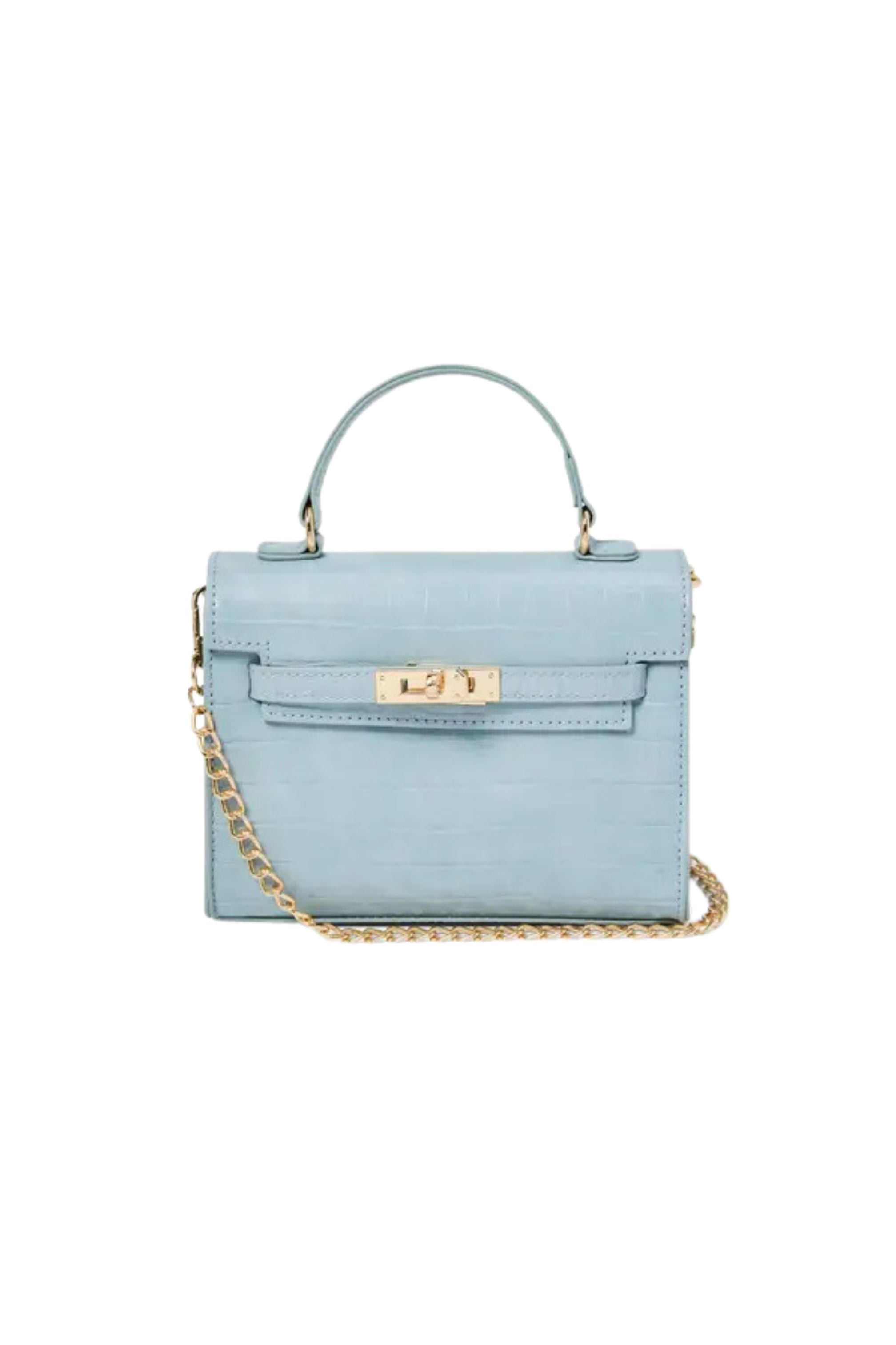 blue handbag