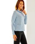 Woman in soft blue sweater