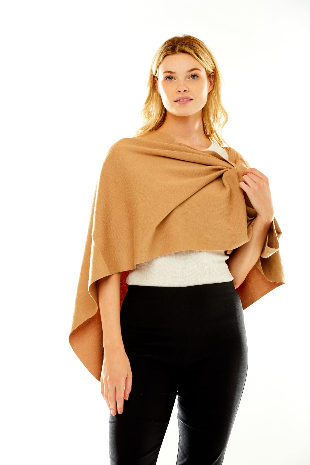 Woman in camel wrap