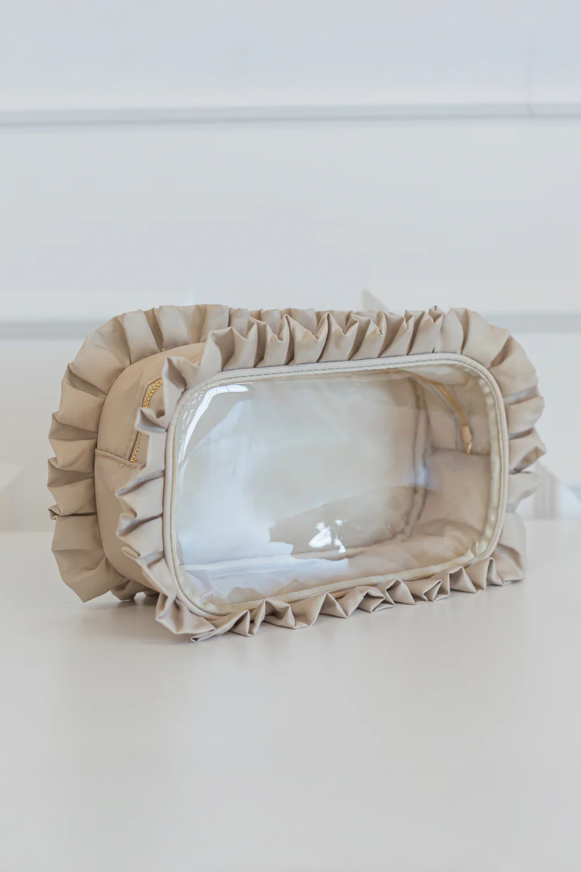 Ruffled Nylon Clear Pounch
