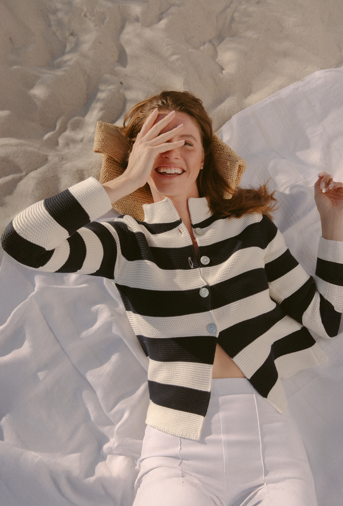 Striped Mock Neck Cardigan