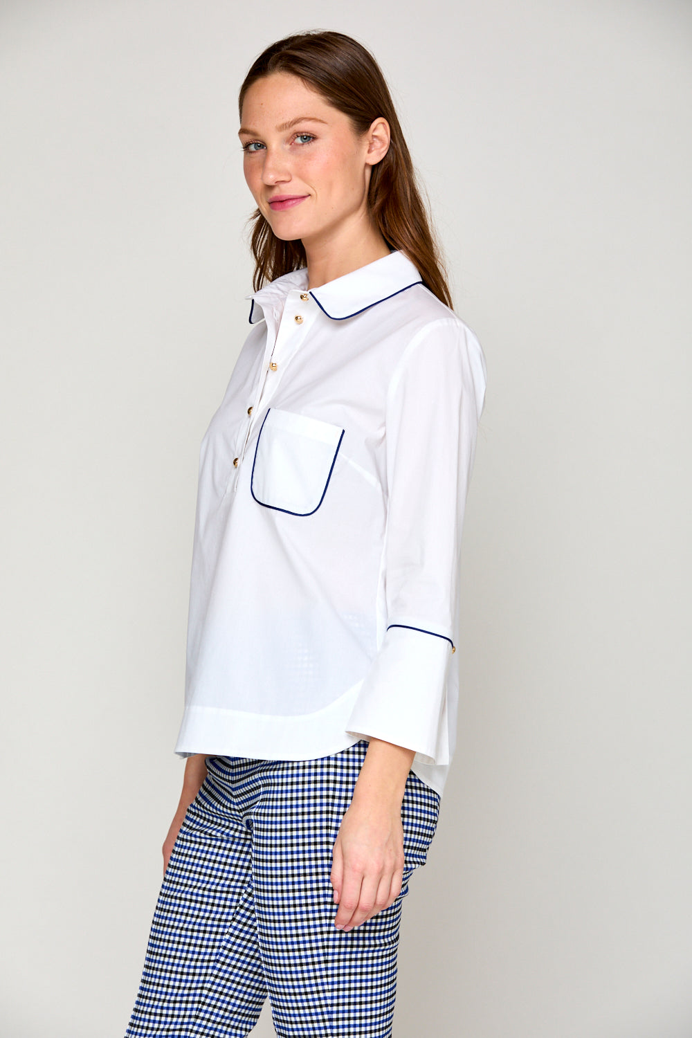 Woman in white shirt