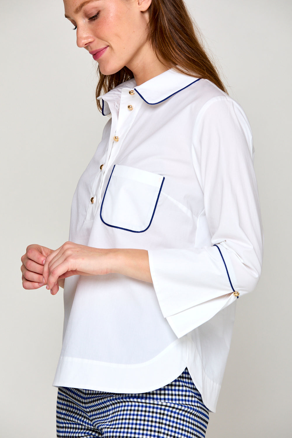 Woman in white shirt