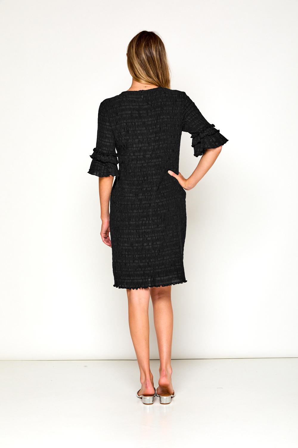 Woman in black dress