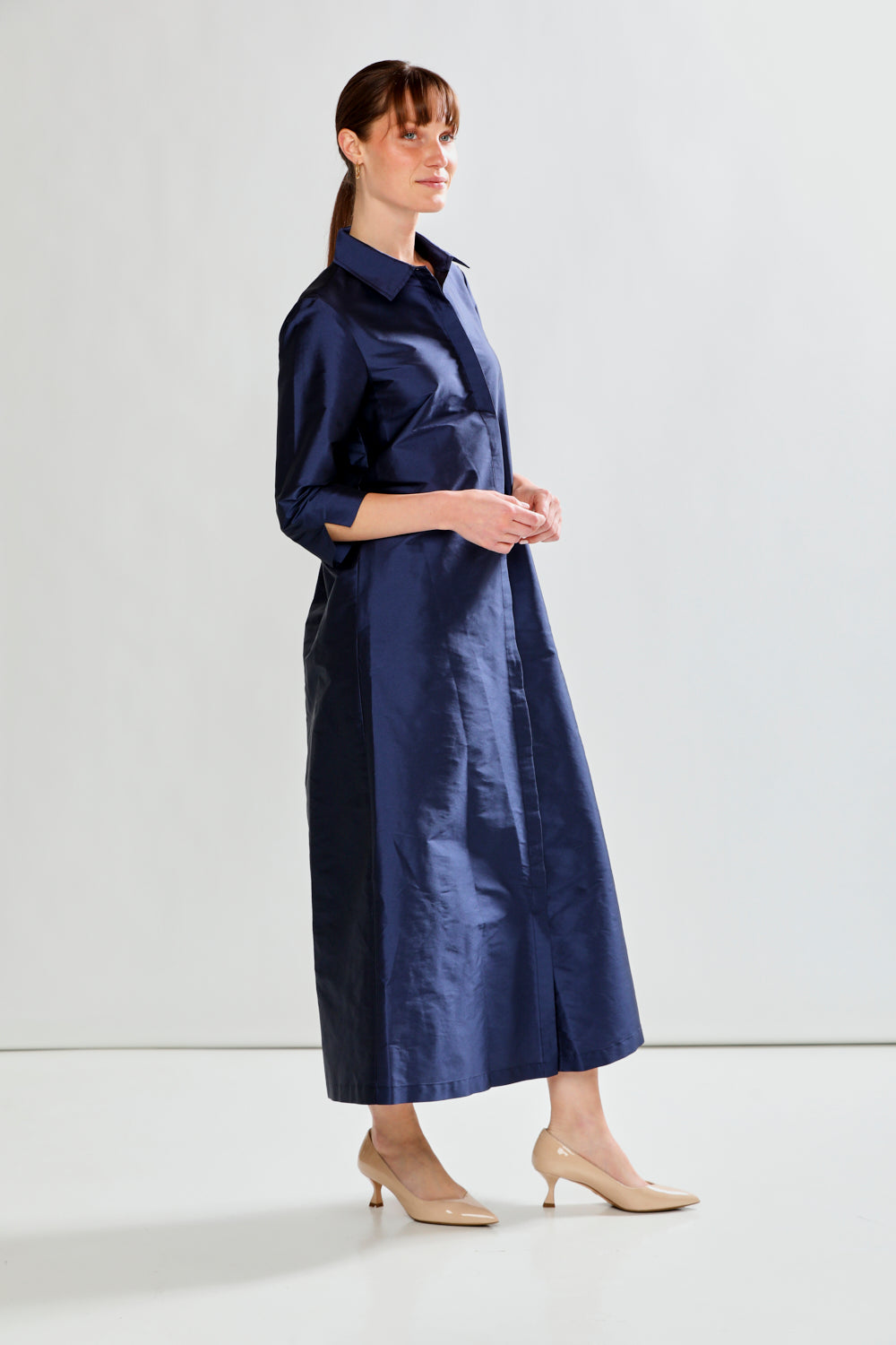 The Hollie Dress in Taffeta in Navy M