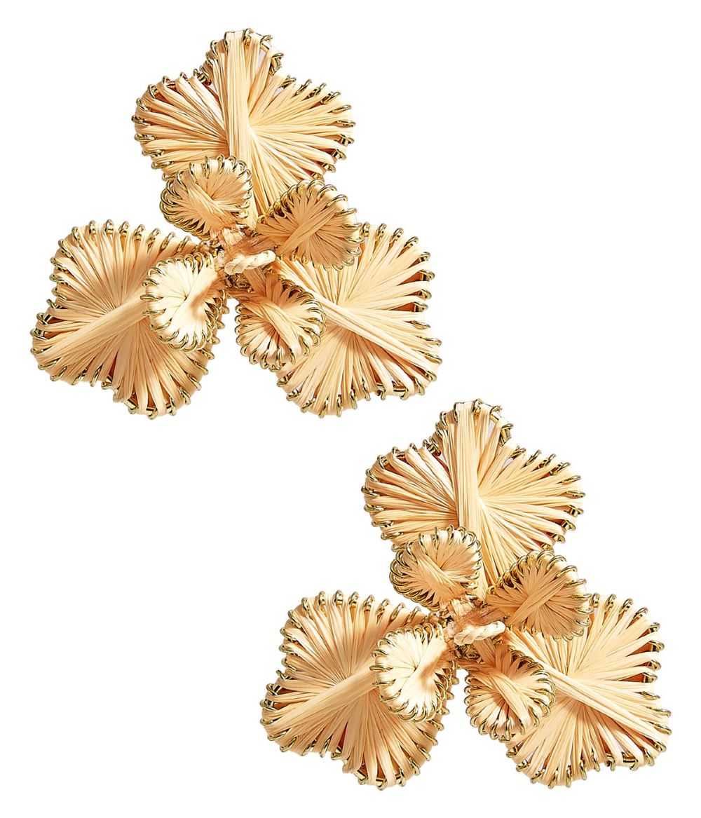 Natural raffia flower earring