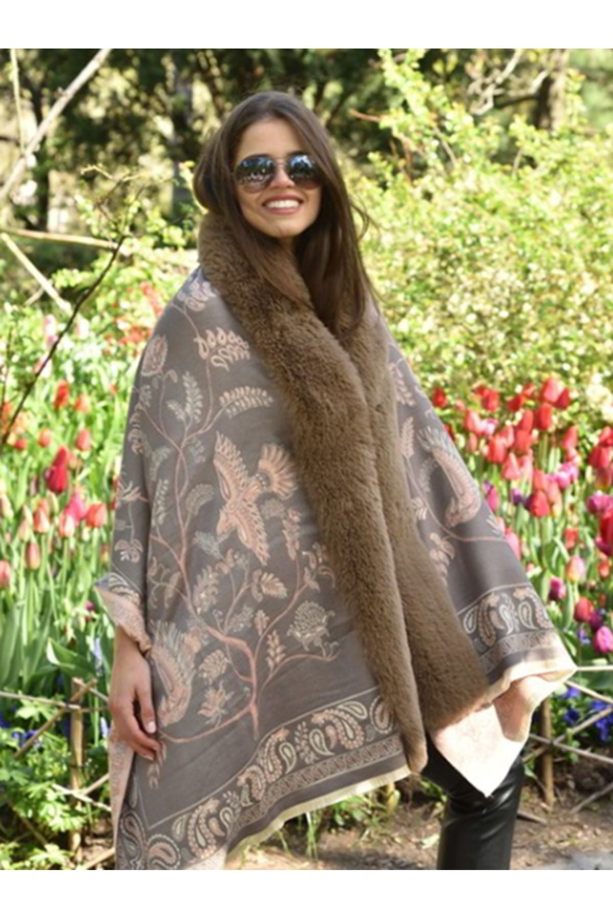 Woman in paisley print wrap