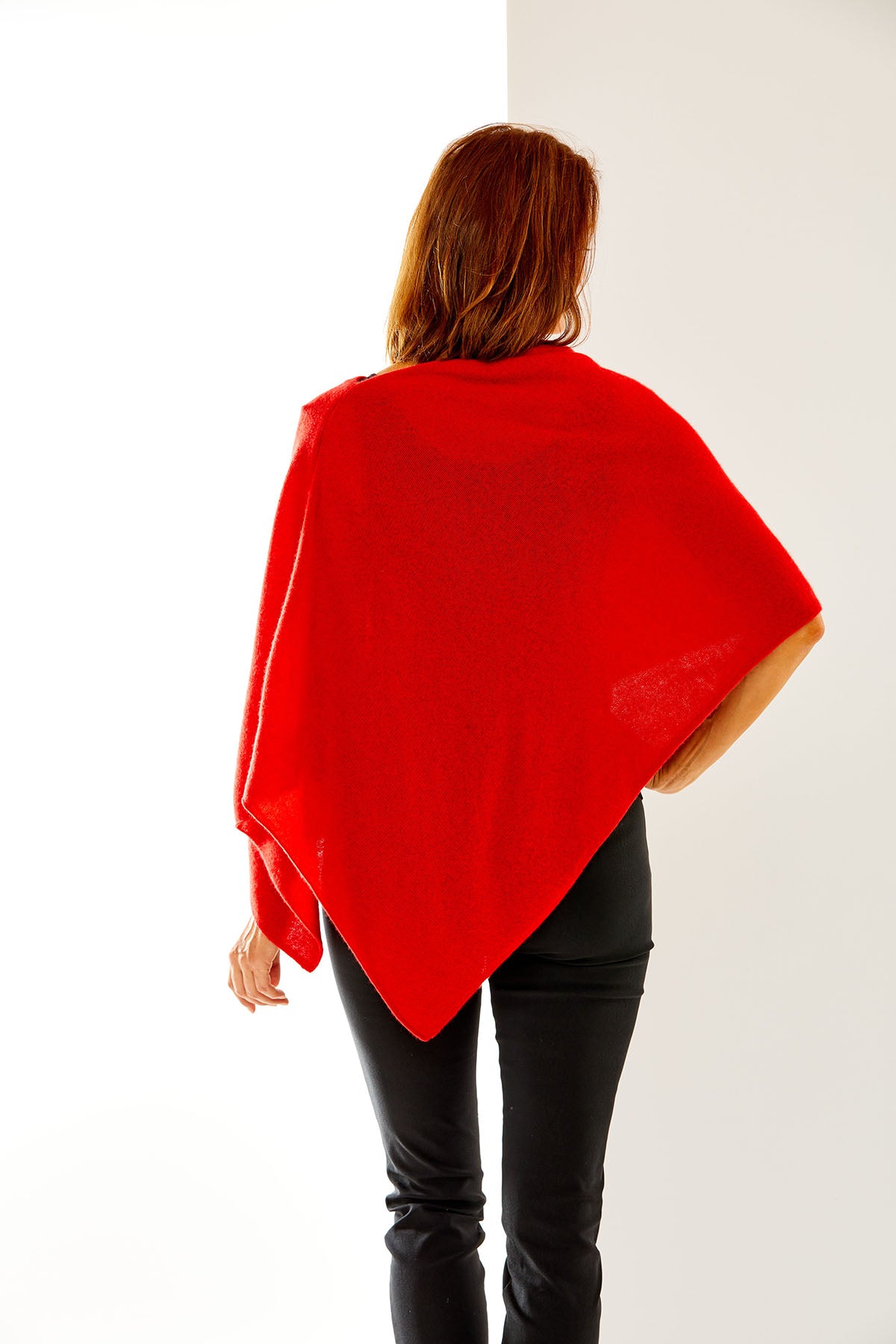 Crimson cashmere ruana