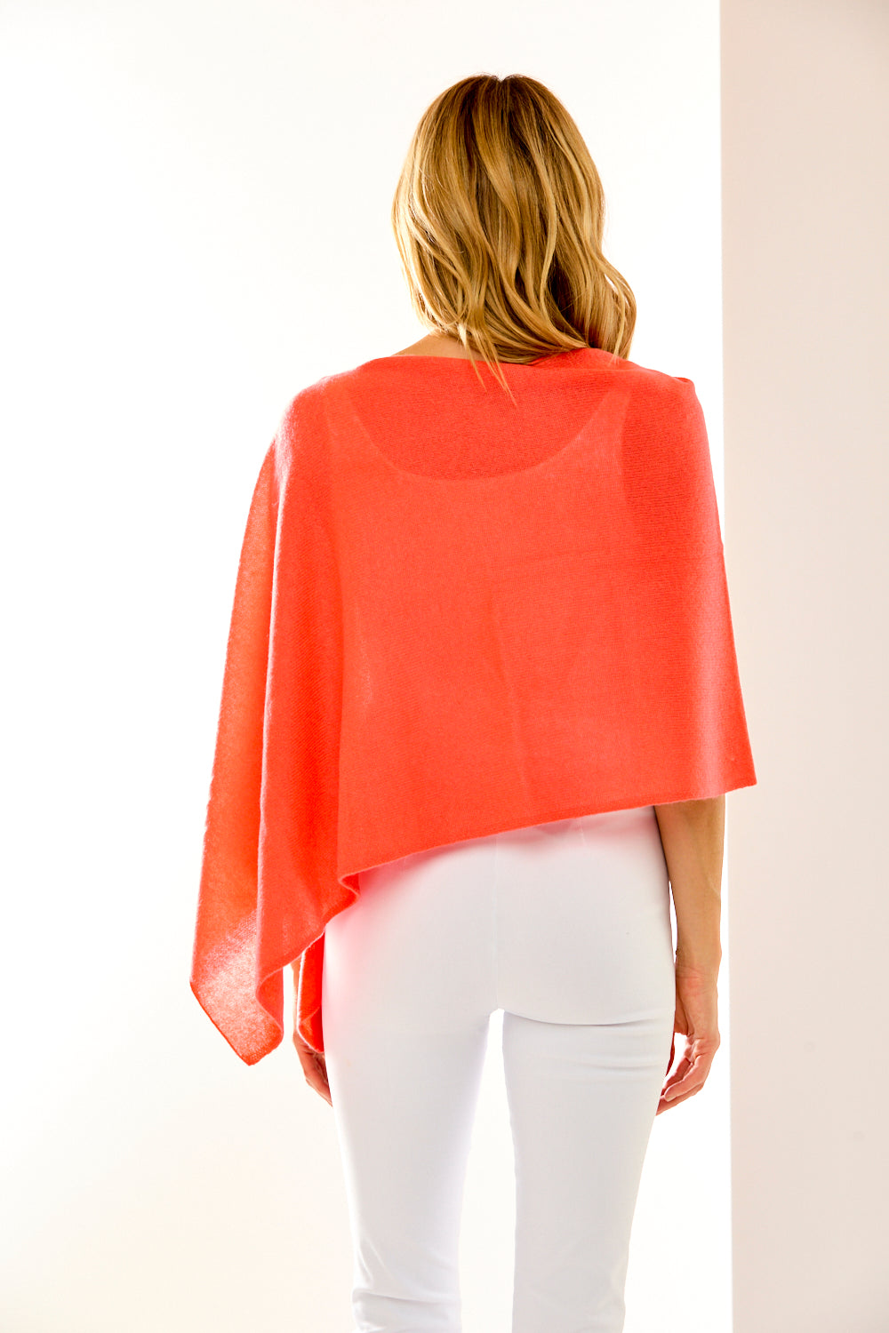Coral cashmere ruana