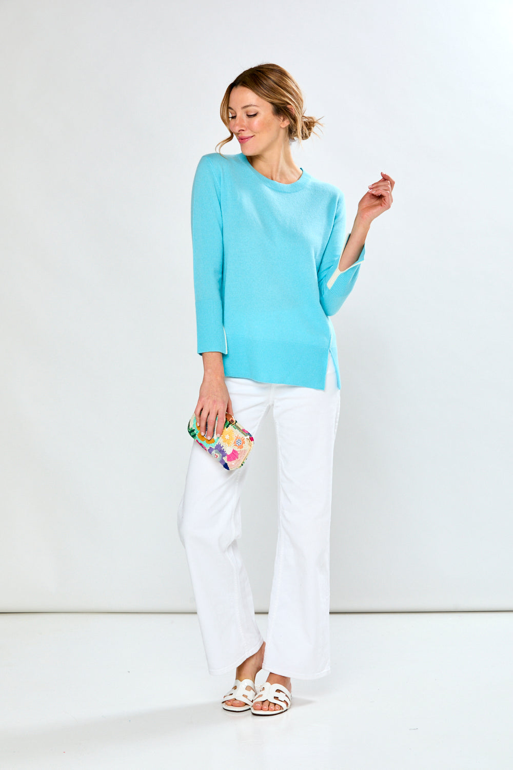Tipped Cashmere Pullover