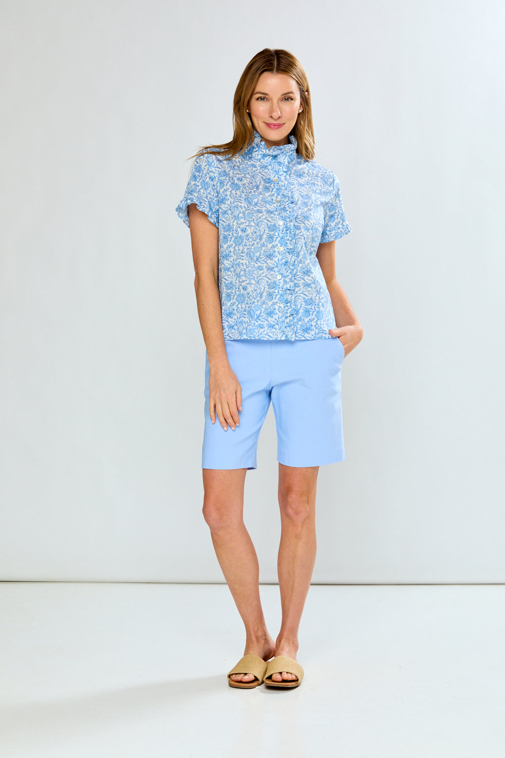 women's dress shorts with pockets The Slash Pocket Shorts in Powder Blue XL