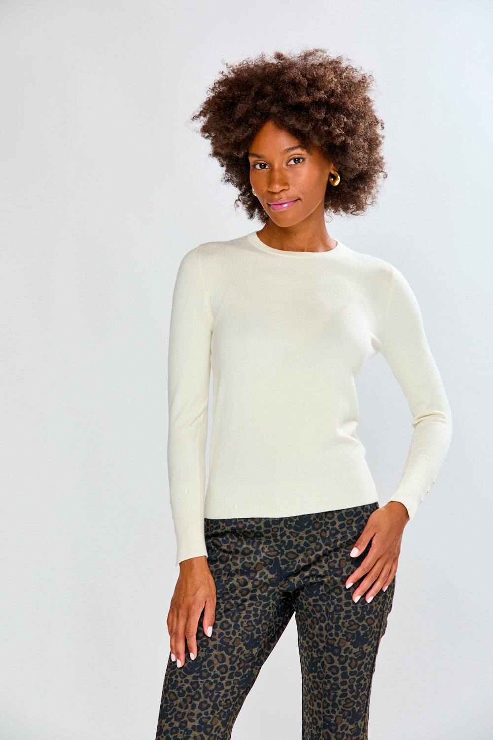 Crew Pullover With Button Cuffs
