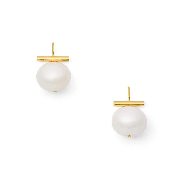 White pearl earrings