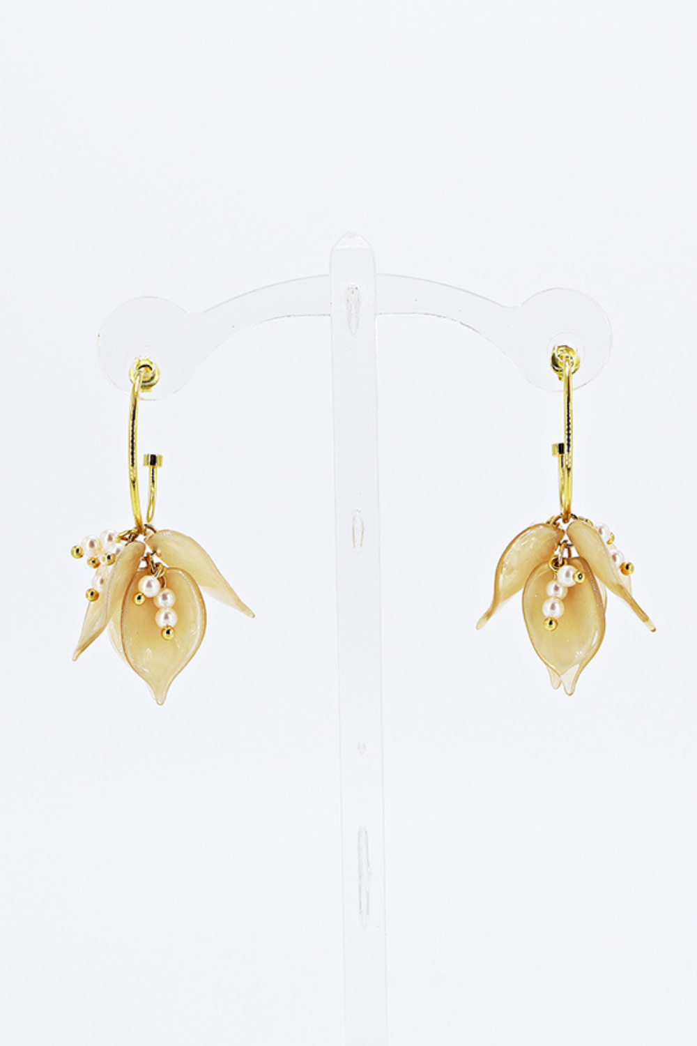 Gold hoop with floral petals
