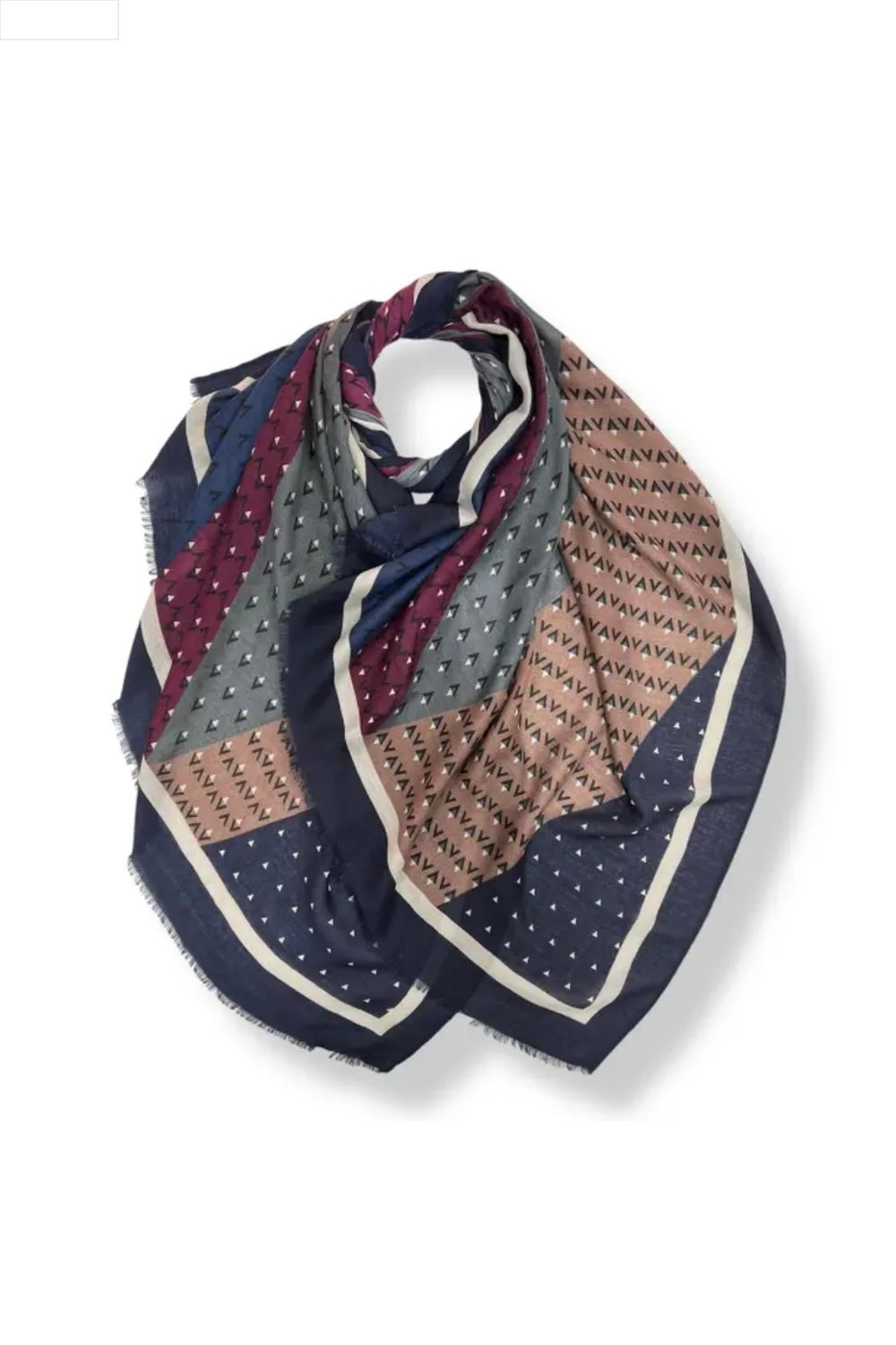 Multicolored patterned scarf on a white background