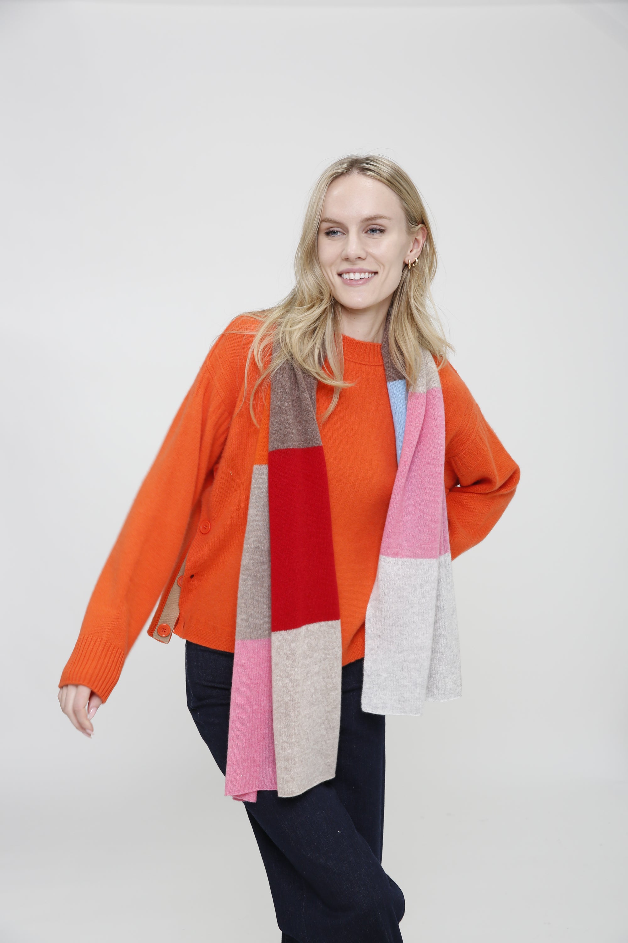 Woman in patchwork shawl