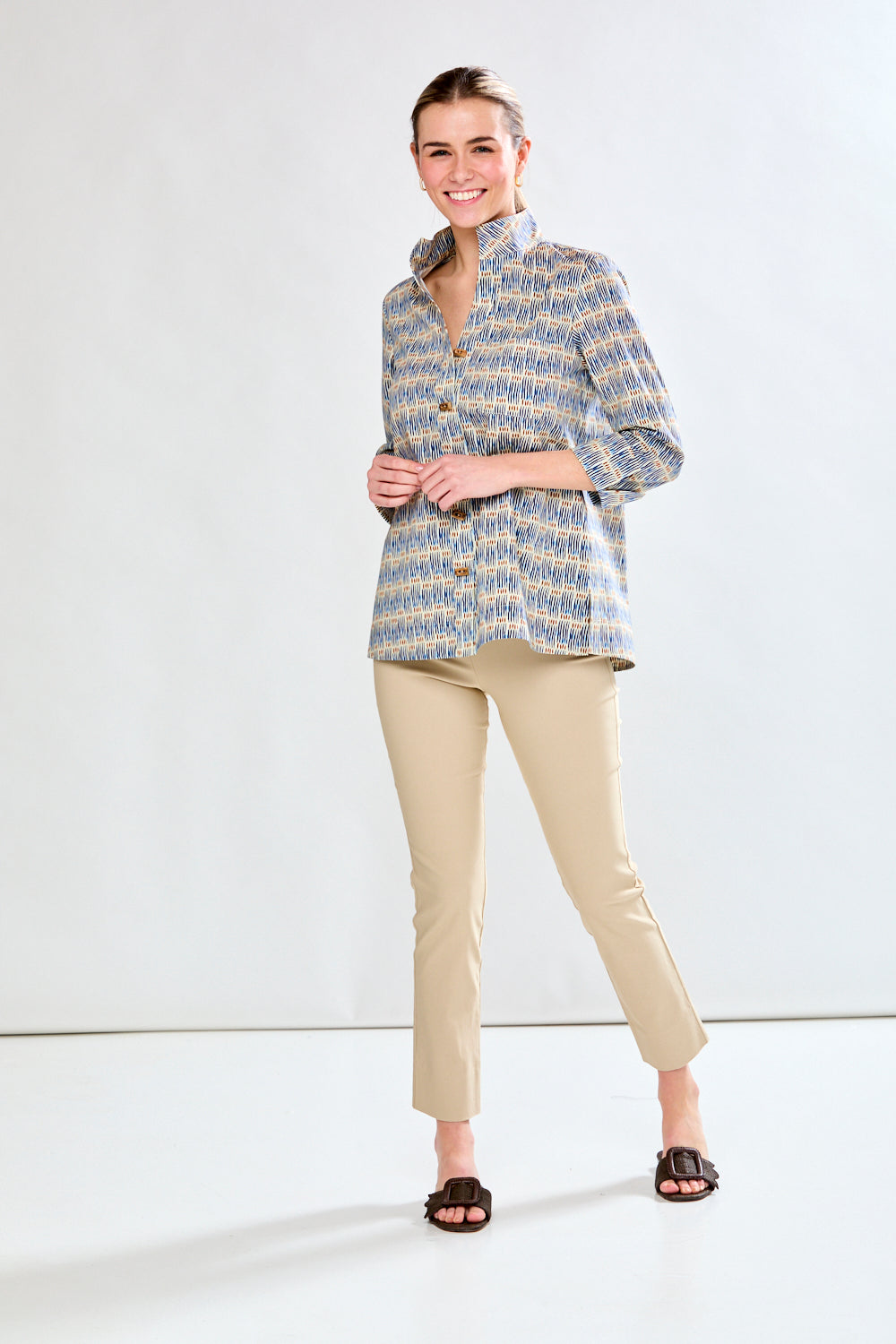 Woman in stripe tunic