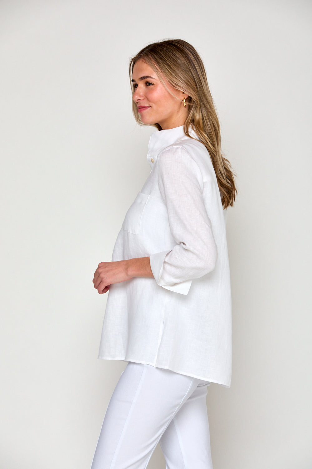The Short Daniella Tunic in Solid Linen in White – Sara Campbell