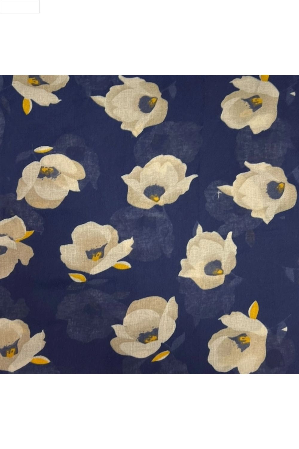 Navy floral patterned scarf on a white background