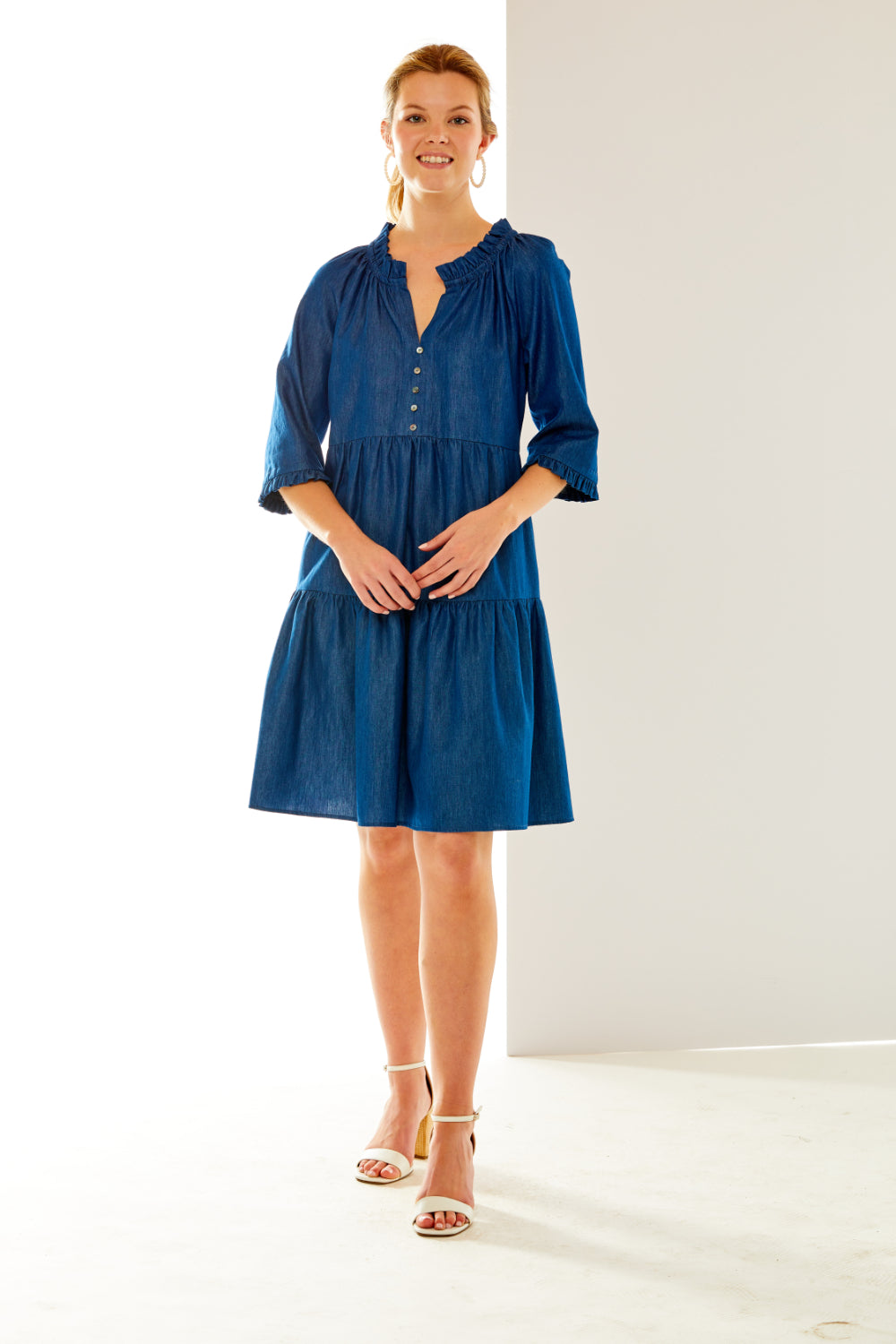 The Sandra Dress in Denim Tencel – Sara Campbell