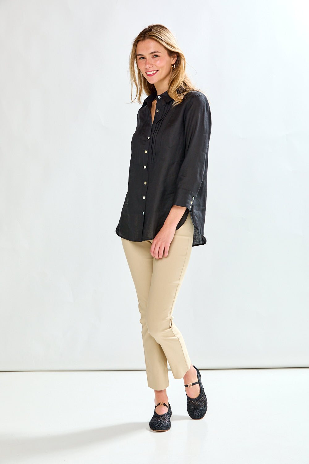 Woman in black blouse