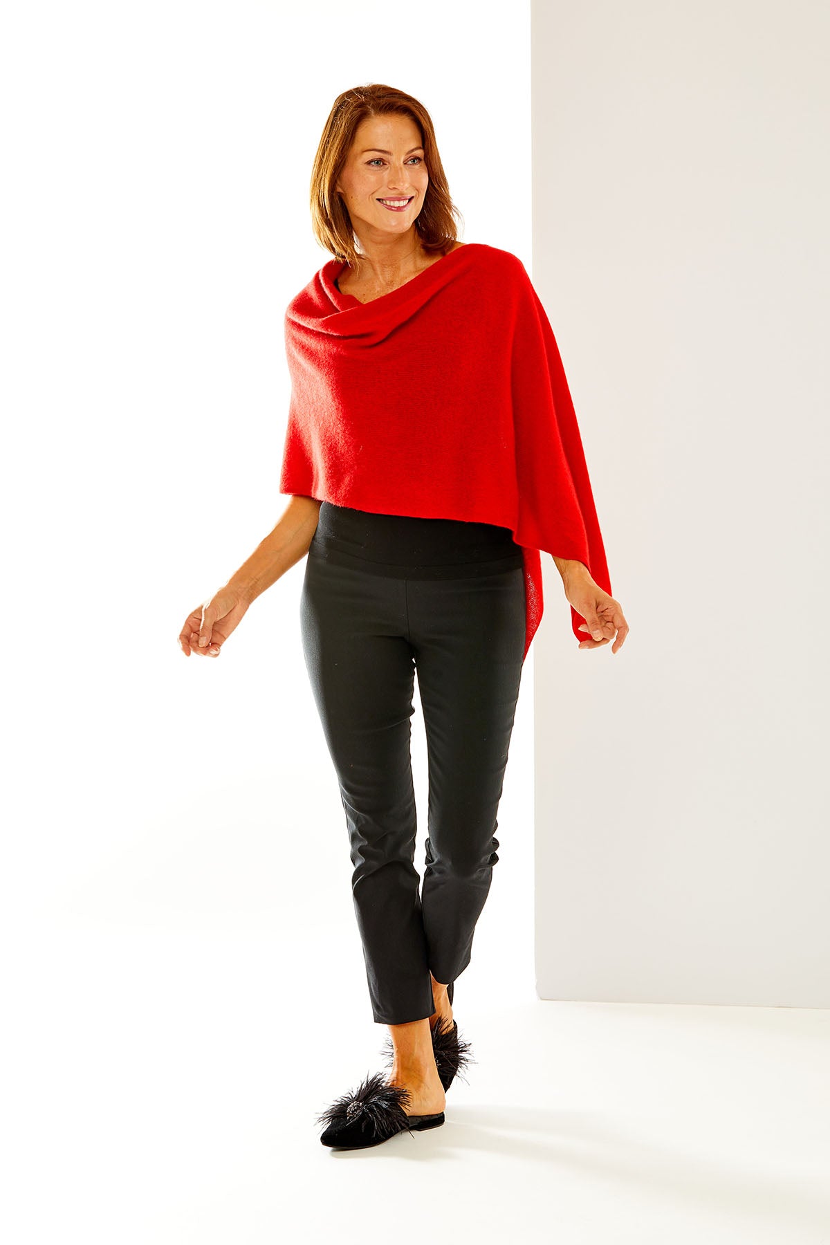 Crimson cashmere ruana