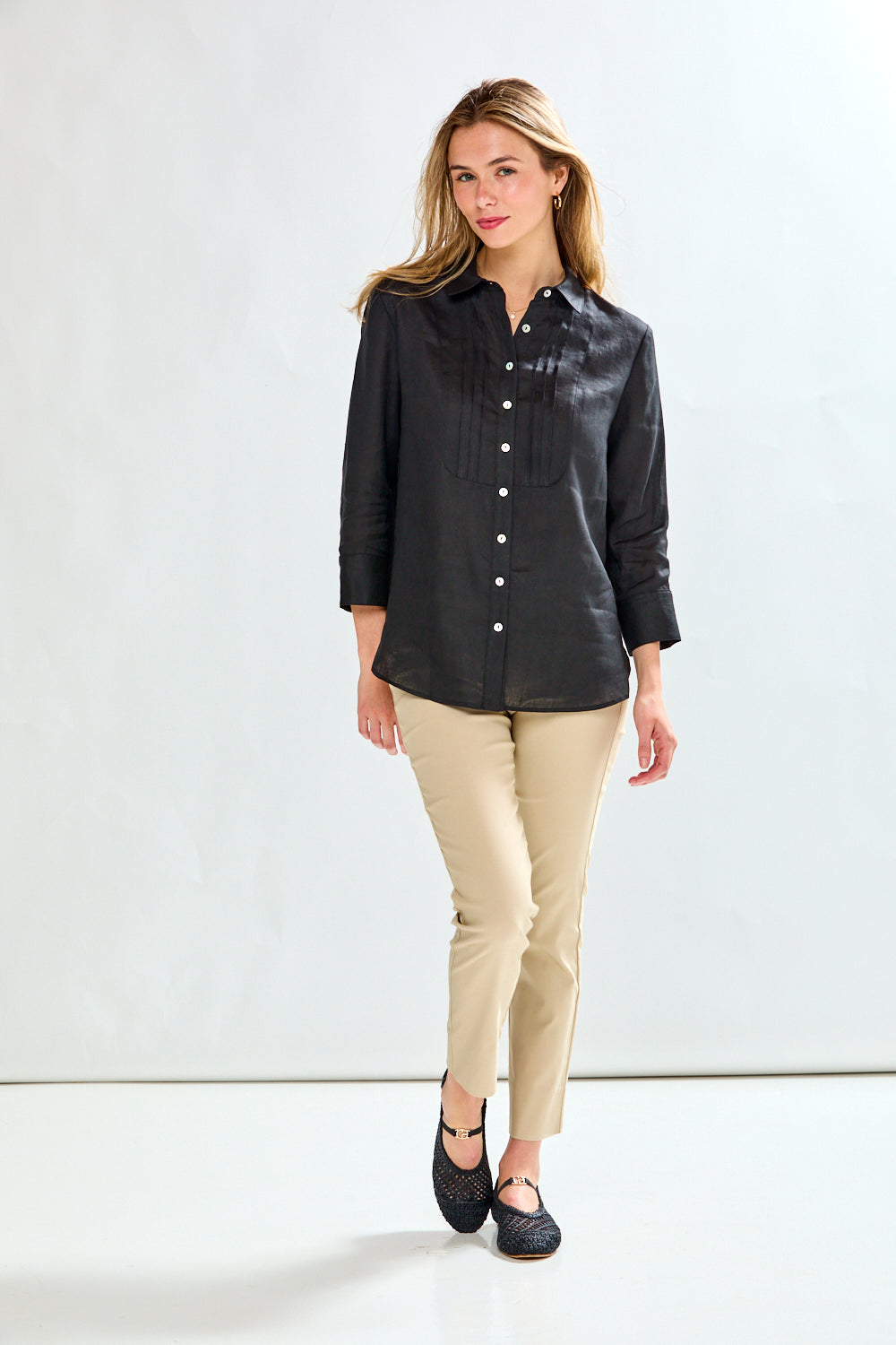 Woman in black blouse