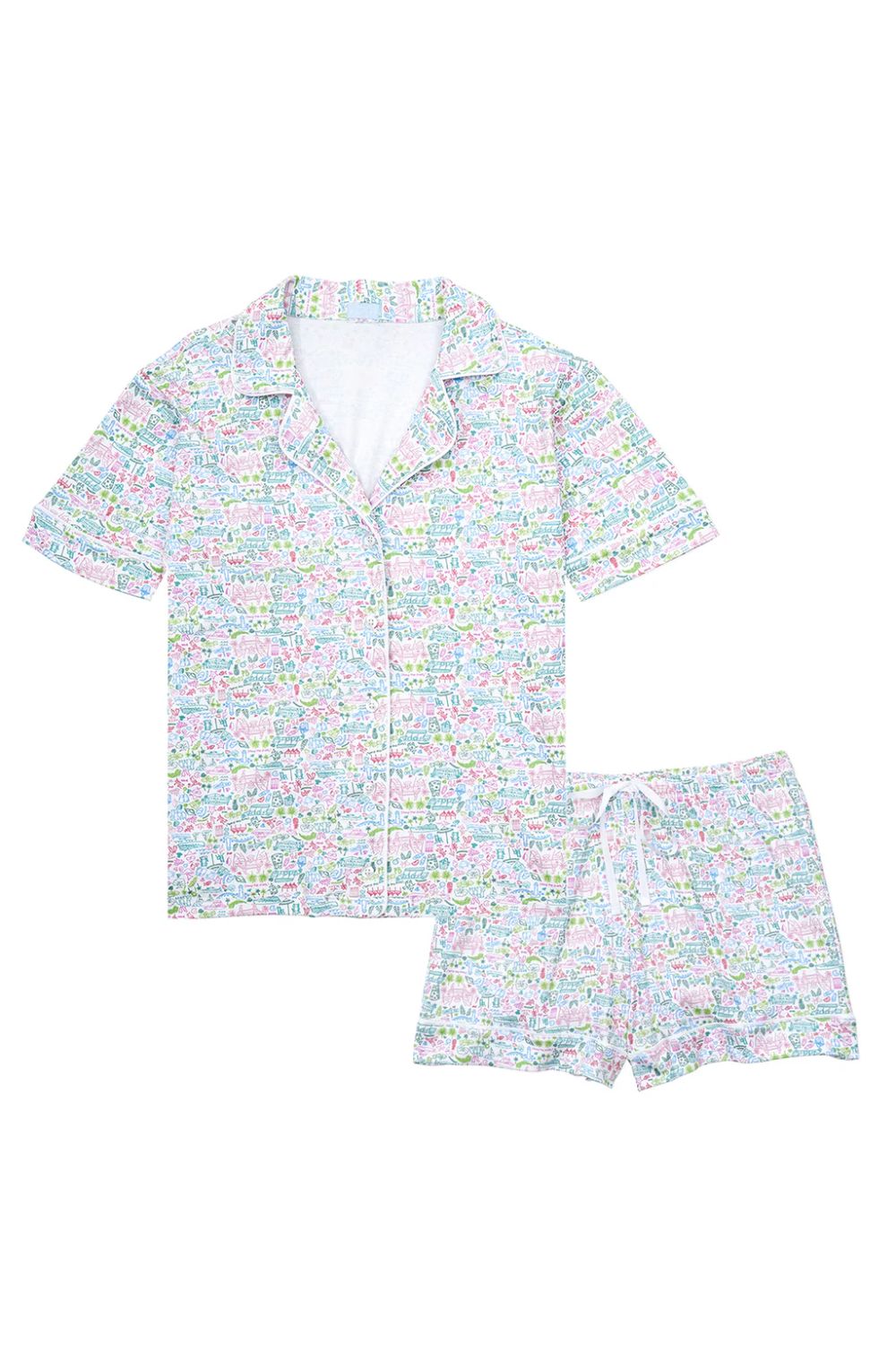 Palm beach print short pajamas