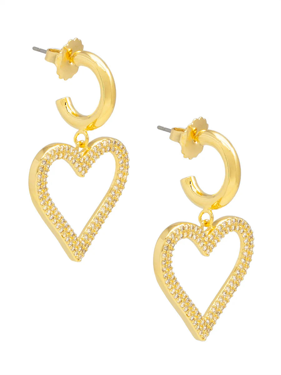 Pave Heart Drop Earring