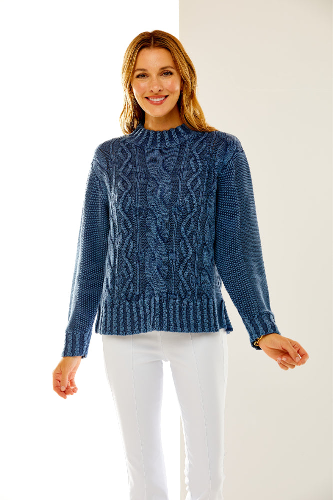 Cotton cable knit turtleneck sweater best sale