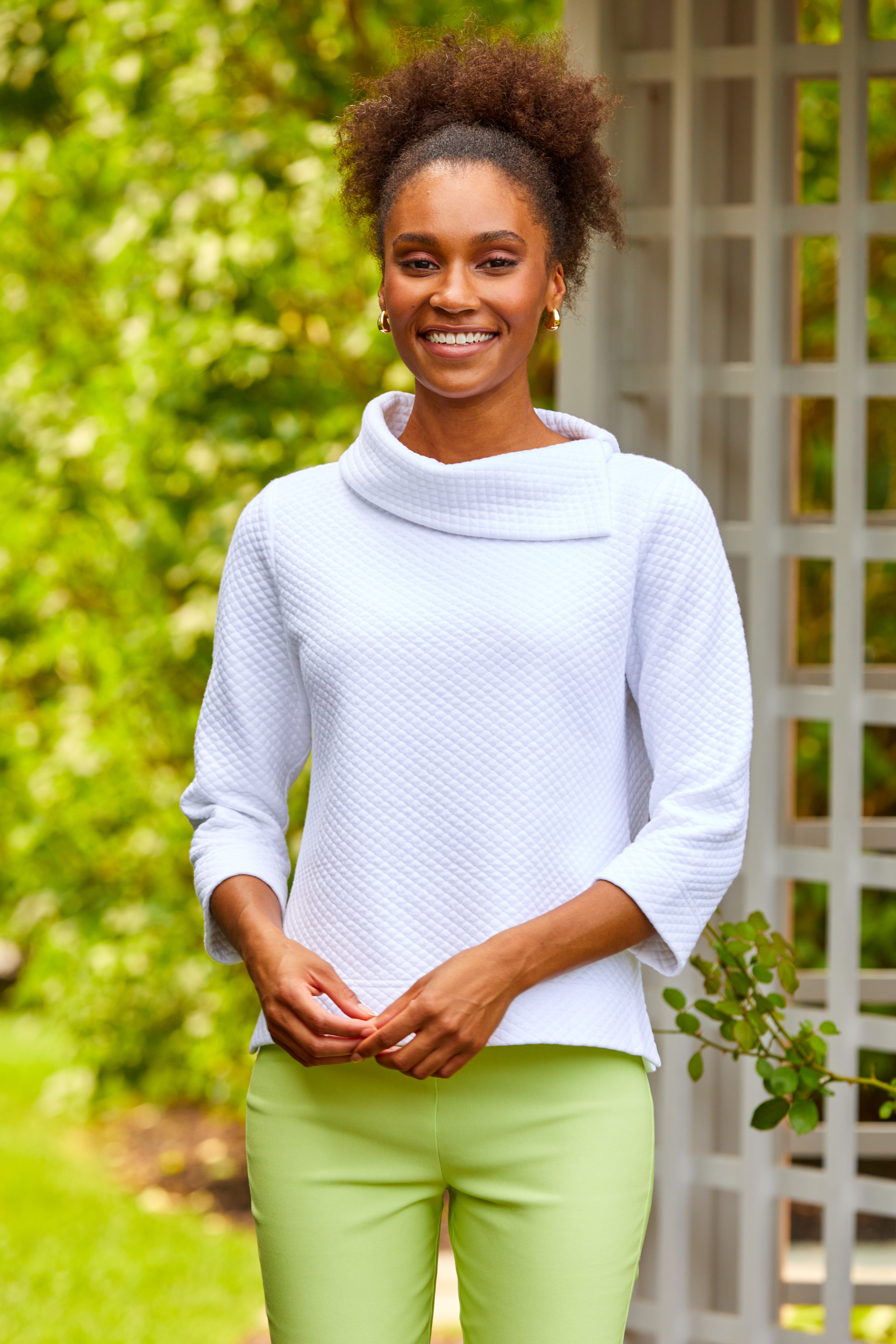 White cowl neck sweater hot sale