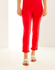 The Sheri Pant with a Mini Ruffle Hem Detail in Coral