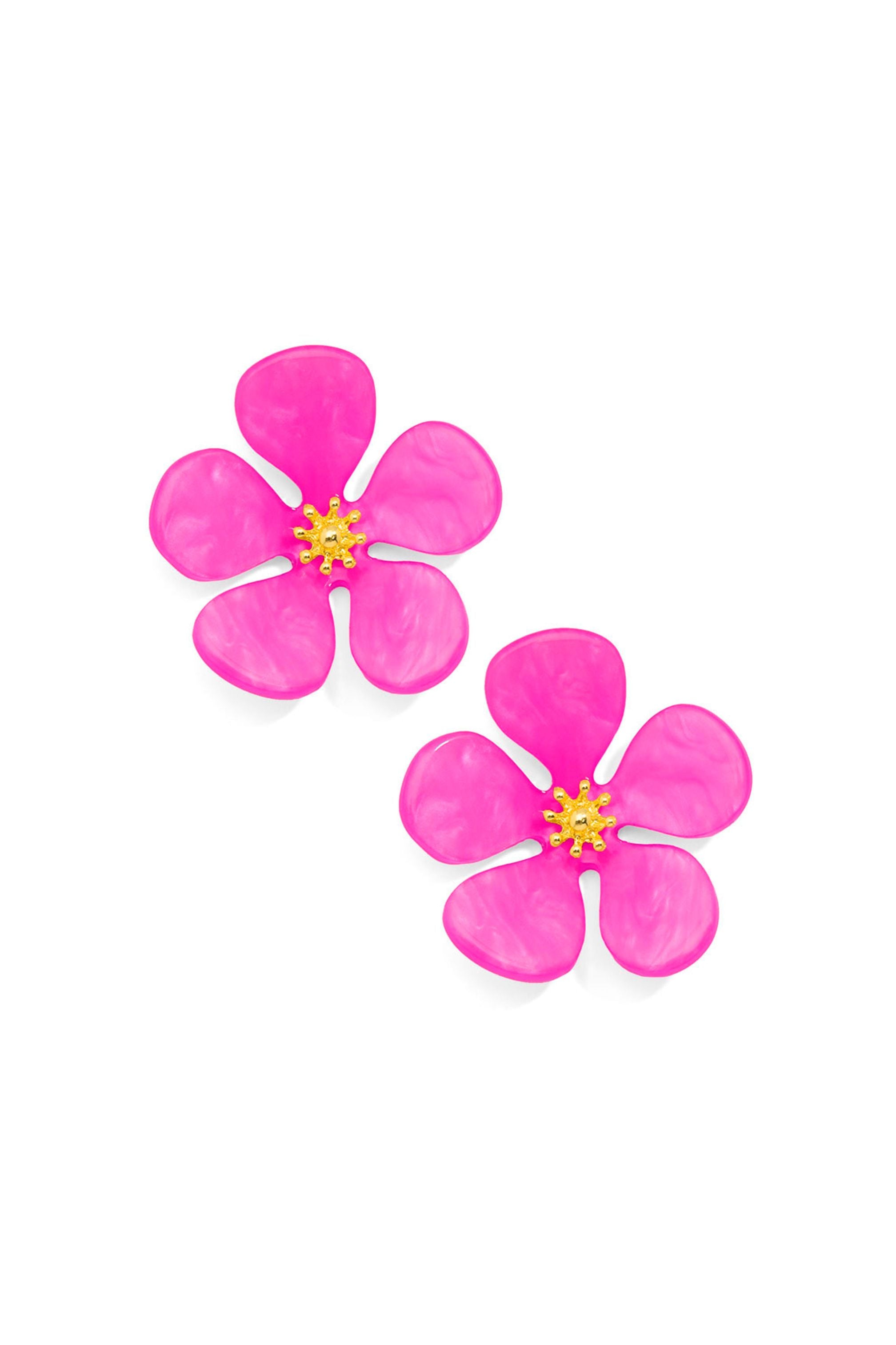 Pink flower earrings