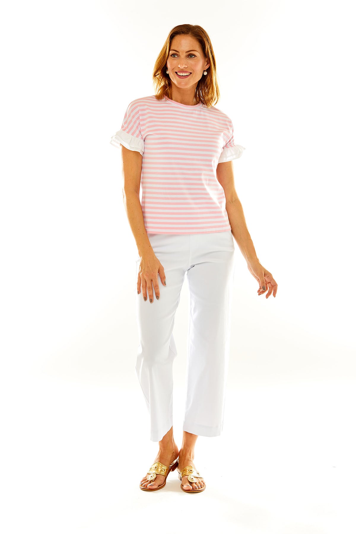 Woman in white pants