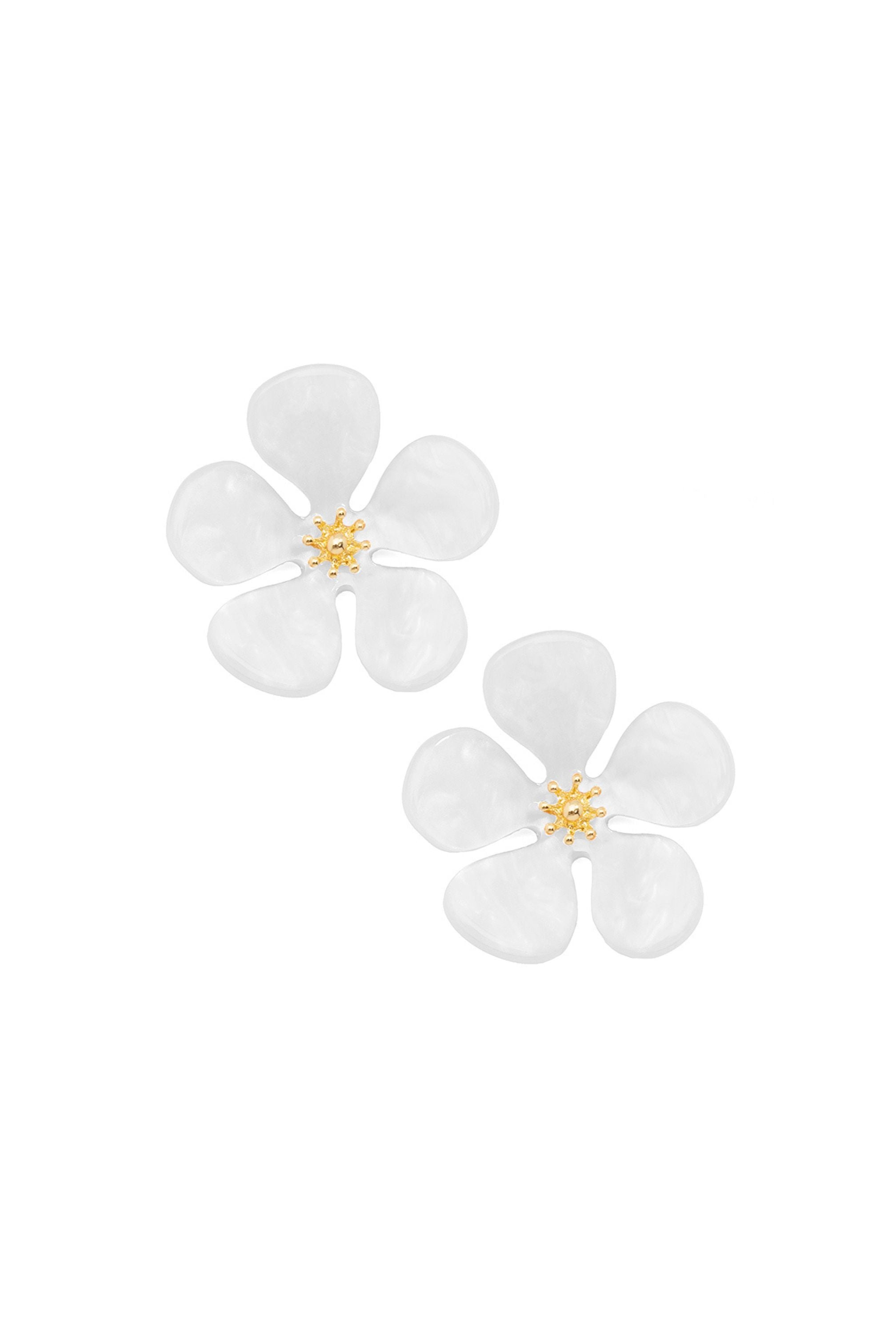 White flower earrings