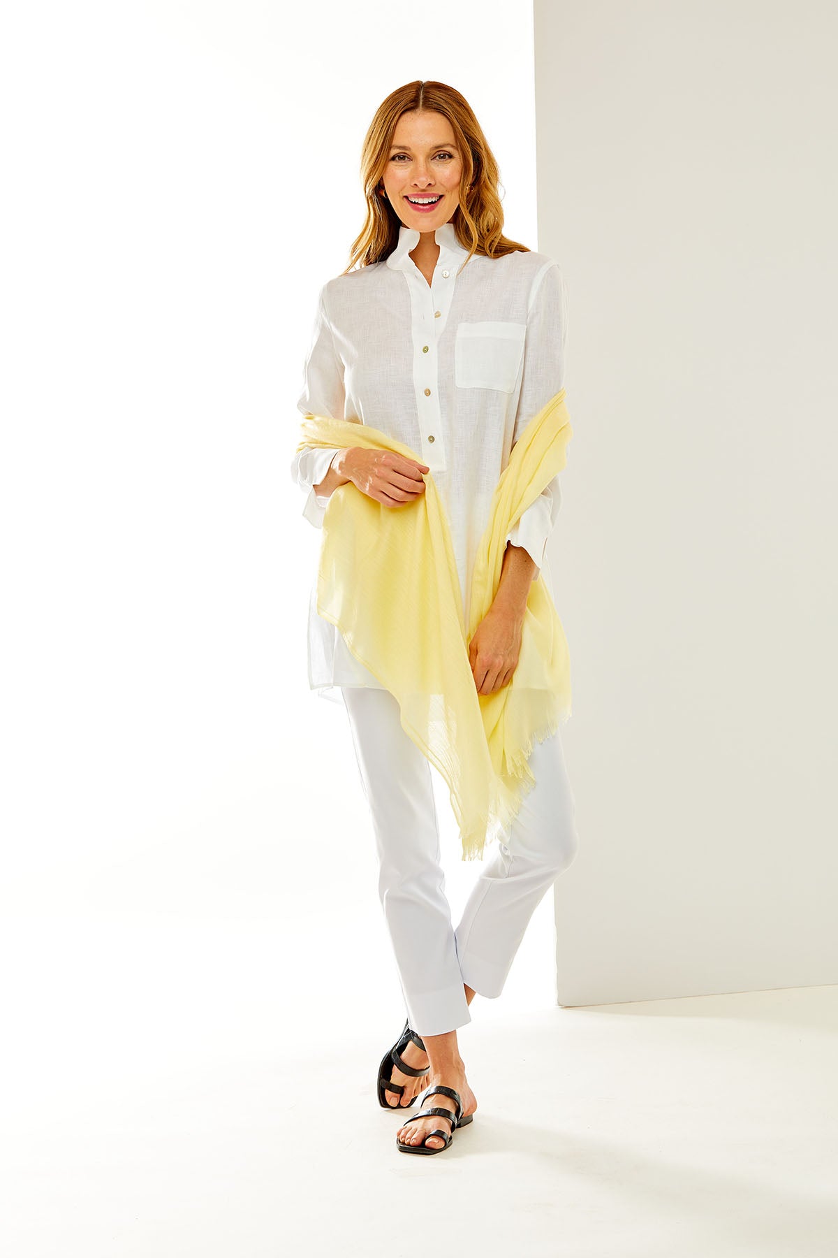 Woman in yellow scarf