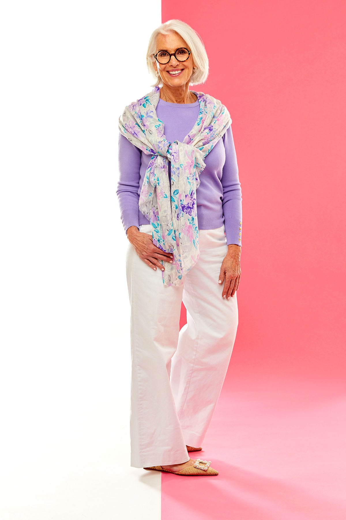 Lily Flower Print Scarf