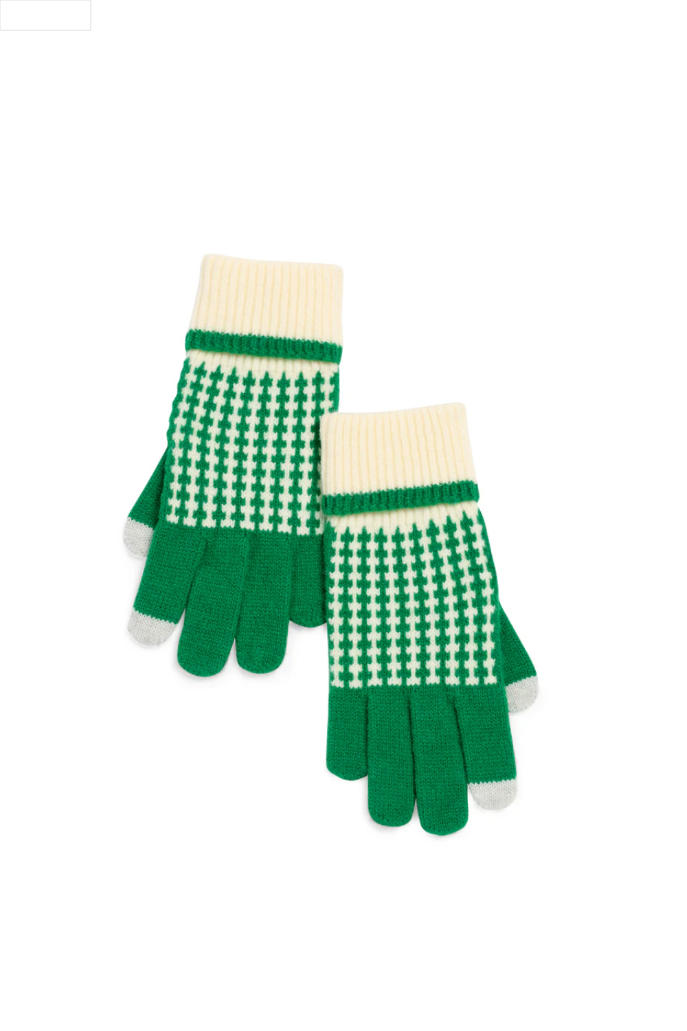 Pair of green and white checkered gloves on a white background