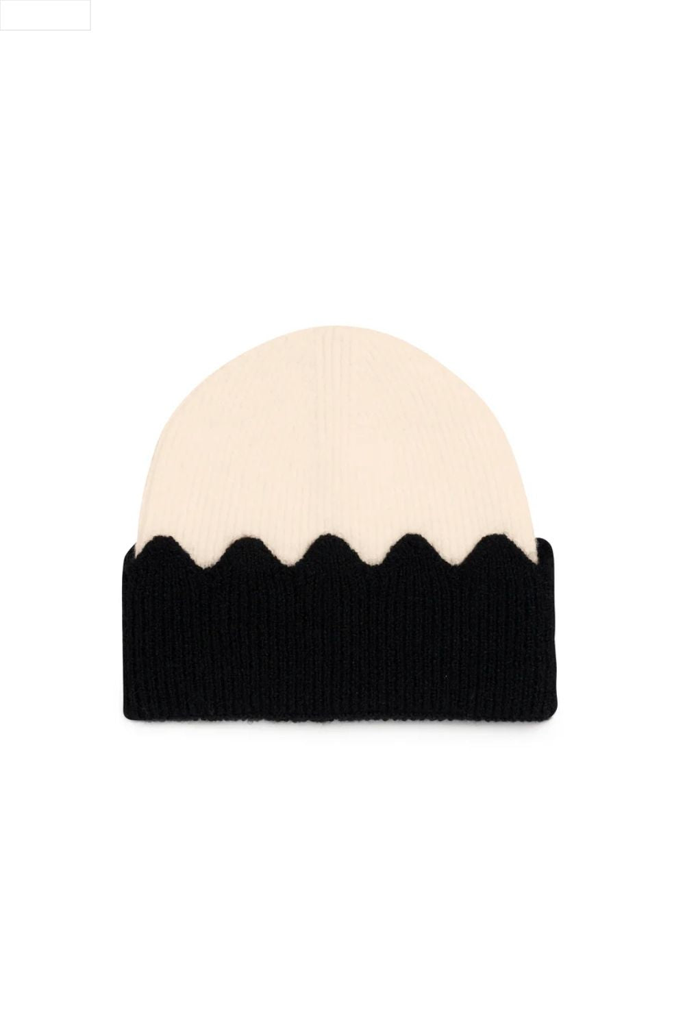 Beige and black beanie on a white background