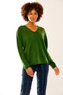 Cashmere V Neck Pullover in Fatigue