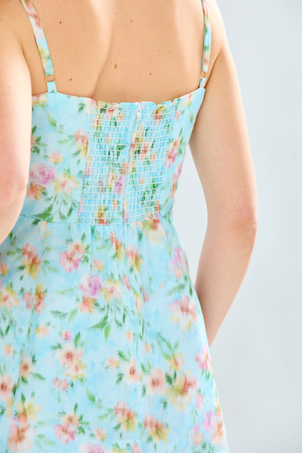 Woman in floral dress