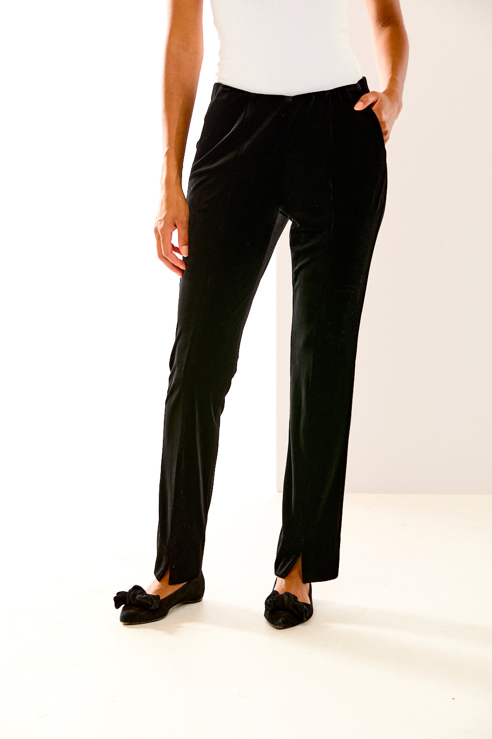 Velvet Pants with Front Slit