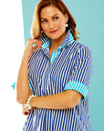 Woman in striped shirtdress