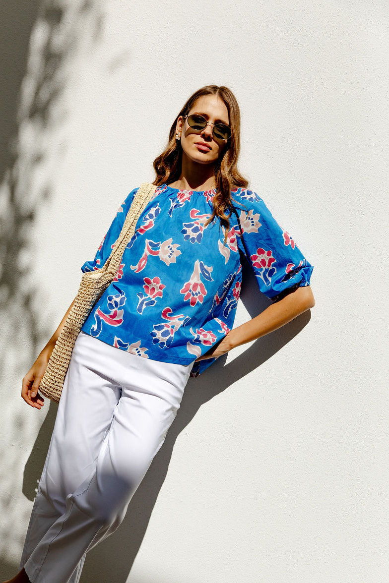 women in The Violetta Top in Liberty Floral