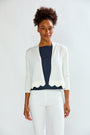 Woman wearing New Scallop Cardigan - White