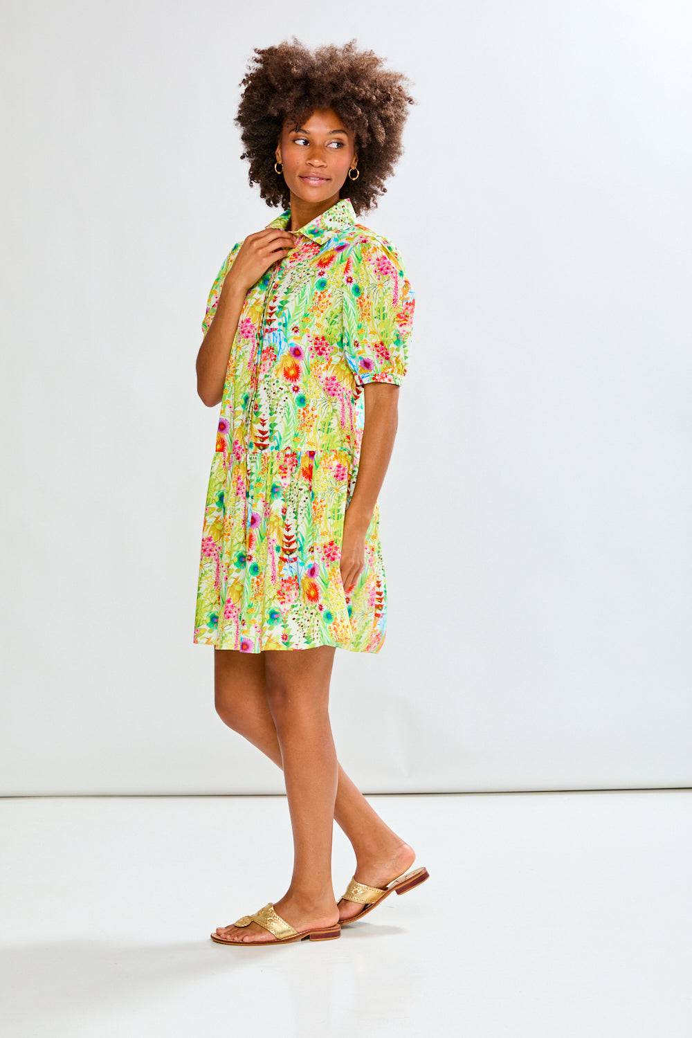 Woman in floral dress