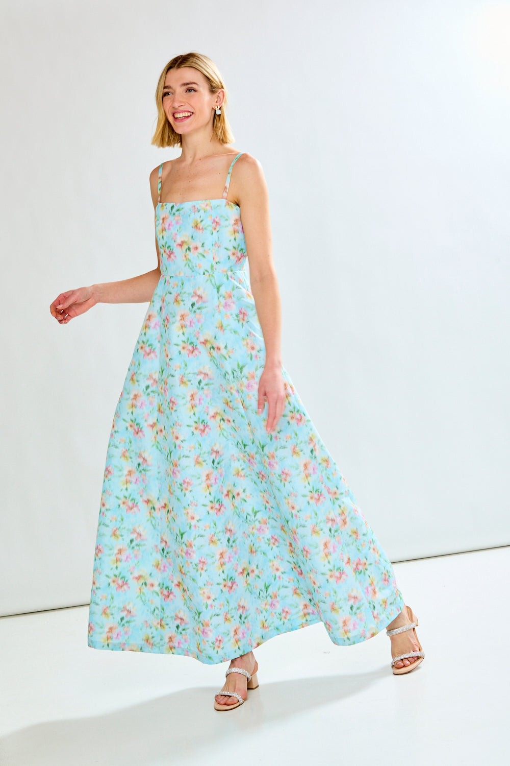 Woman in floral dress