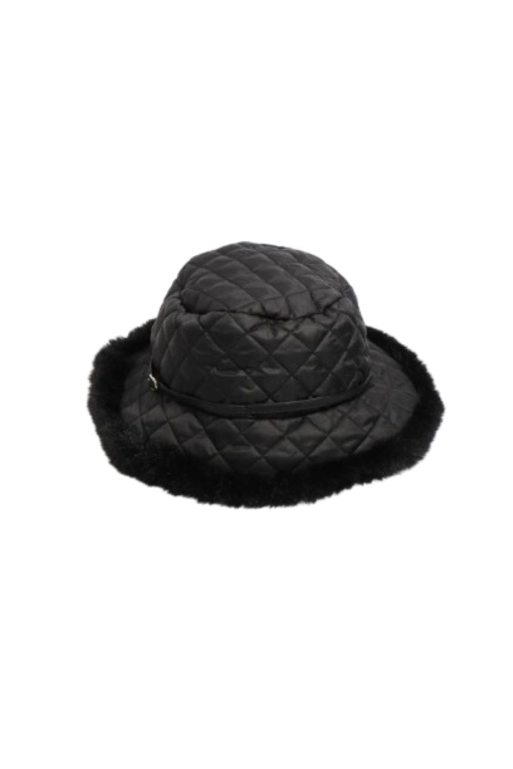 Black quilted bucket hat